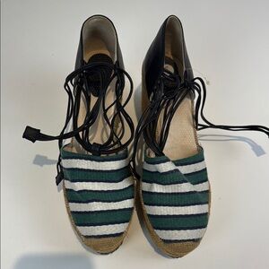 Chloe Women’s Green and Blue Espadrilles with Canvas Upper